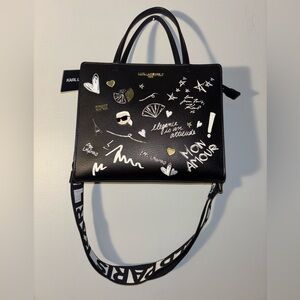 🫐Karl Lagerfeld Black Graphic Maybelle Purse